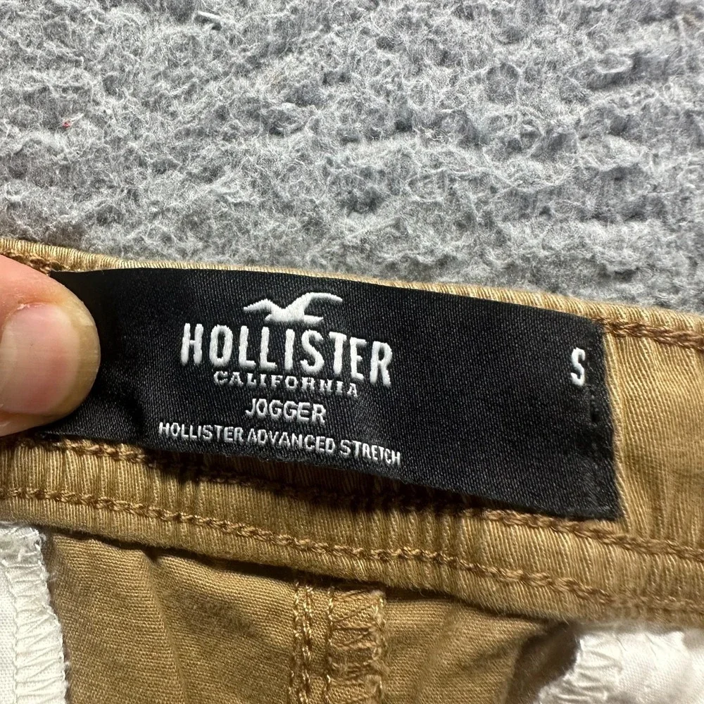 Hollister Pant Mens S Beige Cotton Twill Jogger Tapered Relaxed Preppy Stretch